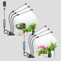 Wolezek Grow Lights For Indoor Plants 2 Pack 6000K Full Spectrum Plant Lights Indoor White Led Plant Growing Lamp With Auto On