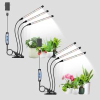 Wolezek Grow Lights For Indoor Plants 2 Pack 6000K Full Spectrum Plant Lights Indoor White Led Plant Growing Lamp With Auto On