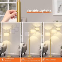 3 Lights Arc Floor Lamps For Living Room Gold Modern Tall Standing Lamp Hanging Over The Couch With Shades Heavy Base Mid Cent