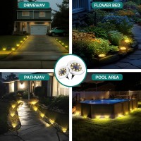 Patiowin Solar Ground Lights 12 Pack Solar Pathway Lights Outdoor Waterproof Solar Garden Lights Landscape Lighting For Patio