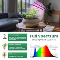 Garpsen Plant Lights 3 Heads Red Blue Warm White Full Spectrum Grow Lights For Indoor Plants 60 Leds Led Grow Light For Seed S