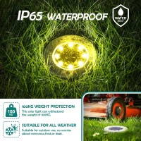 Patiowin 16 Pack Solar Lights Outdoor 8 Led Solar Powered Ground Lights Waterproof Garden Landscape Lighting For Yard Deck Pati