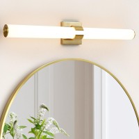 Aijiasi Gold Bathroom Light Fixtures Over Mirror 31Inch Vanity Light Fixture Dimmable Led Bathroom Sconce With Acrylic Shade 3