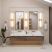 Aijiasi Gold Bathroom Light Fixtures Over Mirror 31Inch Vanity Light Fixture Dimmable Led Bathroom Sconce With Acrylic Shade 3