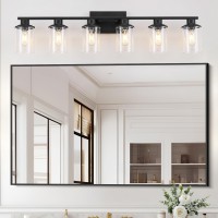 Lousace 6 Light Bathroom Vanity Light Matte Black Bathroom Light Fixtures Modern Bathroom Lights Over Mirror With Clear Glass