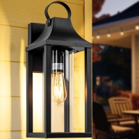 Roravilila 17 Inch Porch Light Large Black Outdoor Light Fixture With Cylindrical Clear Glass Exterior Light Fixture Ip65 Water