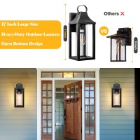 Roravilila 17 Inch Porch Light Large Black Outdoor Light Fixture With Cylindrical Clear Glass Exterior Light Fixture Ip65 Water