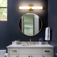 Aijiasi Bathroom Vanity Light Fixtures Over Mirror 28W Gold Bathroom Light Fixtures With Acrylic Shade 228 Inch Led Vanity Li