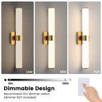 Aijiasi Bathroom Vanity Light Fixtures Over Mirror 28W Gold Bathroom Light Fixtures With Acrylic Shade 228 Inch Led Vanity Li