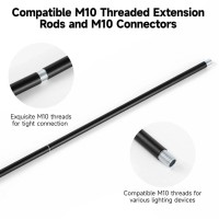 Lnrueg Matte Black M10 Threaded Extension Rod 10 Pcs 12 Inches Threaded Extension Rod For Pendant Light Island Lighting Chand