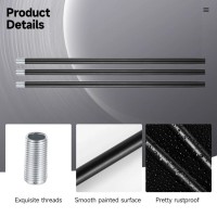 Lnrueg Matte Black M10 Threaded Extension Rod 10 Pcs 12 Inches Threaded Extension Rod For Pendant Light Island Lighting Chand