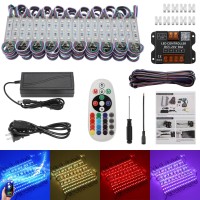 Dyna-Living 40Ft Rgb Led Storefront Lights App Bluetooth & Ir Remote Control 80Pcs 3-Led 5050 Smd Led Module Lights With Music Sync Mode Ip68 Waterproof Storefront Led Lights For Business