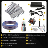 Dyna-Living 40Ft Rgb Led Storefront Lights App Bluetooth & Ir Remote Control 80Pcs 3-Led 5050 Smd Led Module Lights With Music Sync Mode Ip68 Waterproof Storefront Led Lights For Business