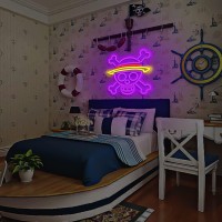 One Piece Neon Sign Dimmable Anime Neon Sign Luffy Skull Head Neon Light Led Neon Signs For Kids Teen Bedroom Game Room Wall Dec