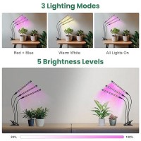 Garpsen Led Grow Light 2Pcs 3 Heads Full Spectrum Clip Plant Light For Indoor Plants 120 Leds Grow Lights With 3 Switch Modes