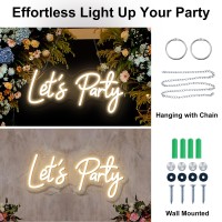 Lets Party Neon Signs For Backdrop Neon Light Sign For Wall Decor Hdjsign Led Neon Sign For Birthday Bachelorettle Wedding Pa