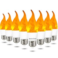 Bestview Led Flame Effect Light Bulbs,3 Modes Smart E26 Chandelier Base Flickering Candle Fire Light Bulb For Halloween, Christmas, Party, Porch, Indoor&Outdoor Home Decoration (8 Pack)