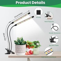 Garpsen Grow Lights For Indoor Plants 2 Heads Full Spectrum Led Plant Grow Lights 40 Leds Clip On Plant Light For Small Plants