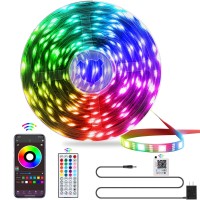 Qzyl Led Lights For Bedroom, 25Ft Rgb Led Strip Lights With 44 Keys Ir Remote, Smart Led Light Strip With Adhesive Backing Adjustable Brightness App Control For Bedroom Party Decoration