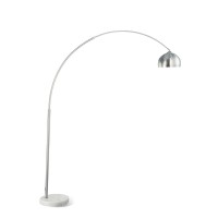 85 Inch Floor Lamp With Arched Body, Binary Switch, Marble Base, Silver