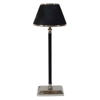 23 Inch Table Lamp, Leather Wrapped Tapered Shade, Aluminum, Black, Nickel