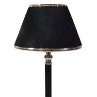 23 Inch Table Lamp, Leather Wrapped Tapered Shade, Aluminum, Black, Nickel