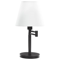 20 Inch Table Lamp, Off White Fabric Empire Shade, Swing Arm, Matte Black