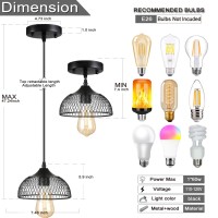 Laihezz 1-Light Pendant Light Fixtures,Retro Industrial Pendant Lighting,Modern Black Metal Mesh Lampshade Farmhouse Industrial Wire Hanging Light, For Dining Room,Living Room,Bedroom,Kitchen