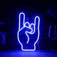 Rock On Hand Neon Sign Rockin Hand Neon Light Led Neon Sign For Wall D Cor Dimmable Led Neon Light For Bar Restaurant Music Con