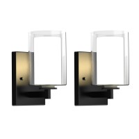 Wall Sconces Set Of 2 Matte Black Vanity Lights For Bathroom Modern Wall Light Fixtures Wall Mount Light With Clear Glass Fa