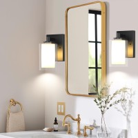 Wall Sconces Set Of 2 Matte Black Vanity Lights For Bathroom Modern Wall Light Fixtures Wall Mount Light With Clear Glass Fa