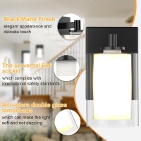 Wall Sconces Set Of 2 Matte Black Vanity Lights For Bathroom Modern Wall Light Fixtures Wall Mount Light With Clear Glass Fa