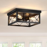 Spiglamm 4-Lights Kitchen Light Fixtures Ceiling, Farmhouse Hallway Light Fixtures, Black Close To Ceiling Lighting For Dining Room Living Room, Dimmable Led Bulbs Included