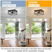 Spiglamm 4-Lights Kitchen Light Fixtures Ceiling, Farmhouse Hallway Light Fixtures, Black Close To Ceiling Lighting For Dining Room Living Room, Dimmable Led Bulbs Included