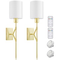 Suraielec Gold Wall Sconces Battery Operated Wireless Sconces With Remote Control 3 Color Temperatures Dimmable Wall Lighting