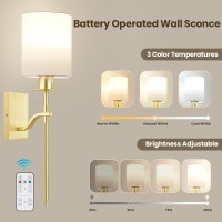 Suraielec Battery Operated Wall Sconce Non Hardwired Wall Sconce With Remote 3 Color Temperatures Indoor Wireless Wall Light