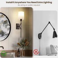 Suraielec Battery Operated Wall Sconce Remote Control Wireless Sconces With 3 Color Temperatures And Timer Dimmable Wall Light