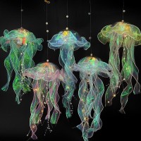 Led Jellyfish Lamp Night Light Color Jellyfish Led Lamp Handmade Decorative Lamp Creative Portable Sea Party Decoration Girl Baby Shower (5Psc Random Colors)