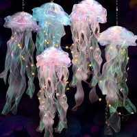 Led Jellyfish Lamp Night Light Color Jellyfish Led Lamp Handmade Decorative Lamp Creative Portable Sea Party Decoration Girl Baby Shower (5Psc Random Colors)