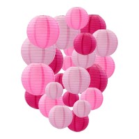 Pink Paper Lanterns Decorative Chinesejapanese Hanging Round Paper Lanterns Decorations For Wedding Bridalbaby Shower Valen