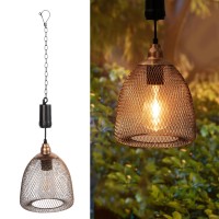 Larekook Outdoor Solar Hanging Lantern Outdoor Indoor Pendant Chandelier Waterproof Lamp Decorative Solar Powered Hanging Lamp F