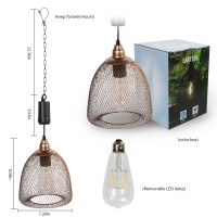 Larekook Outdoor Solar Hanging Lantern Outdoor Indoor Pendant Chandelier Waterproof Lamp Decorative Solar Powered Hanging Lamp F