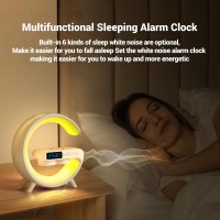 Zoopeen Wireless Charging Atmosphere Lamp With Bluetooth Speaker Alarm Clock Night Light 15W Wireless Charger Speaker For Bedsid