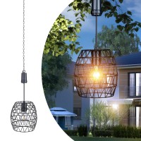 Larekook 6 Hours Timer Battery Operated Outdoor Hanging Light Outdoor Indoor Pendant Chandelier Waterproof Porch Gazebo Patio