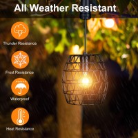 Larekook 6 Hours Timer Battery Operated Outdoor Hanging Light Outdoor Indoor Pendant Chandelier Waterproof Porch Gazebo Patio