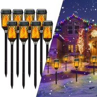 2024 New 8-Pack Upgraded Solar Torch Light With Flickering Flame, Solar Flame Torch For Garden Decorations, Waterproof Solar Outdoor Lights For Christmas Party Yard Patio Outside Decoration