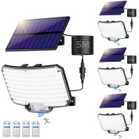 Lotmos Solar Outdoor Lights With Separate Solar Panel Ip65 Waterproof Sensor Outdoor Lights With 164 Ft Cable 3 Modes For Pat