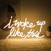 I Woke Up Like This Neon Sign Warm White Letter Neon Led Sign For Wall With Dimmable Switch Words Neon Lights For Bedroom Usb Po