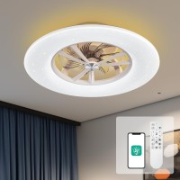 Orison 24 Low Profile Ceiling Fan With Light Smart Ceiling Fans With Backlit Ambient Light And Remote Control Flush Mount Ce