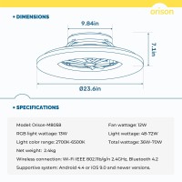 Orison 24 Low Profile Ceiling Fan With Light Smart Ceiling Fans With Backlit Ambient Light And Remote Control Flush Mount Ce